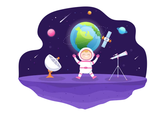 Astronaut auf dem Mond  Illustration