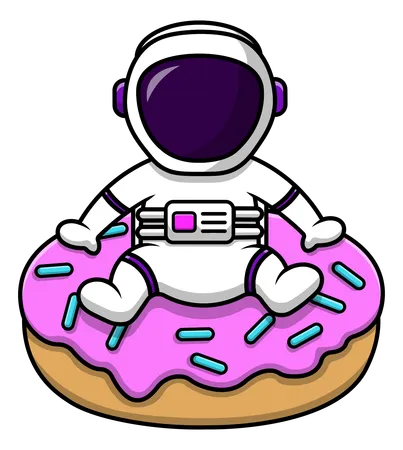 Astronaut auf Donut  Illustration