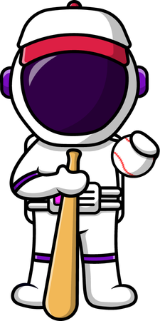 Astronaut Baseball  Illustration