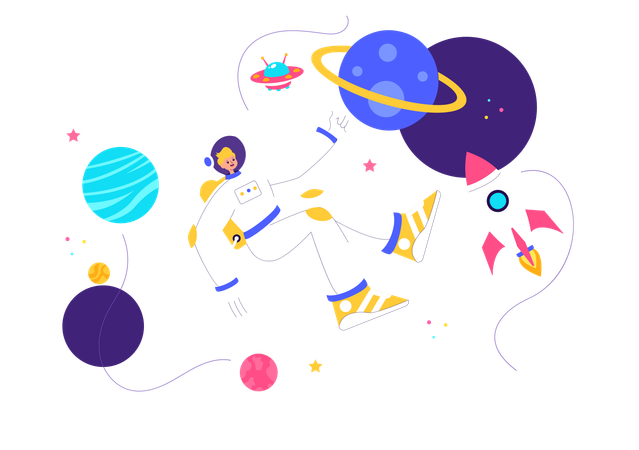 Astronaut bei der Weltraumerkundung  Illustration