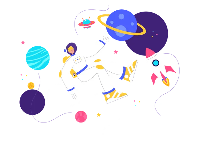 Astronaut bei der Weltraumerkundung  Illustration