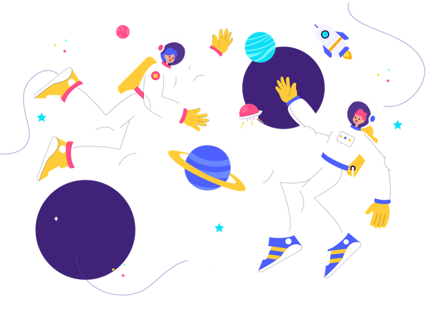 Astronaut bei der Weltraumerkundung  Illustration