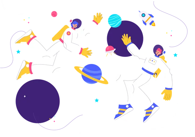 Astronaut bei der Weltraumerkundung  Illustration