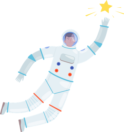 Astronaut berührt Stern  Illustration