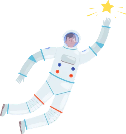 Astronaut berührt Stern  Illustration