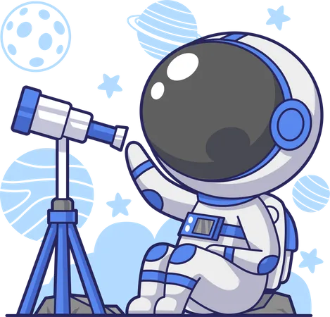 Astronaut Binocular  Illustration