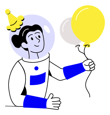 Astronaut Birthday  Illustration