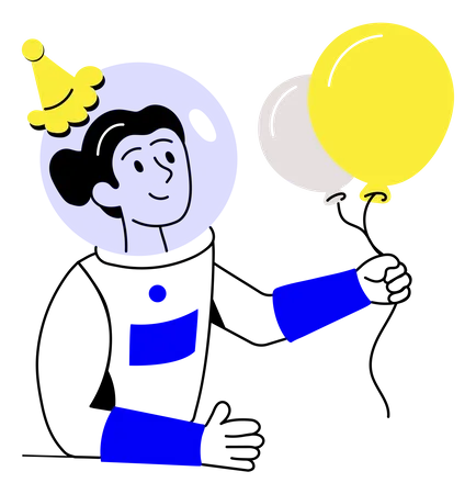 Well Designed Flat Illustration Of Astronaut Birthday Illustration
