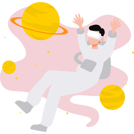 Astronaut Boy Happy In Space  Illustration