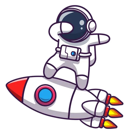 Astronaut dancing on rocket  Illustration