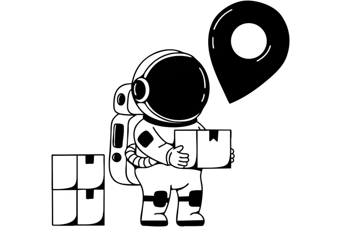 Astronaut delivering package  Illustration