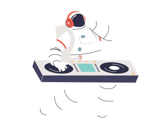 Astronaut DJ dancing Illustration