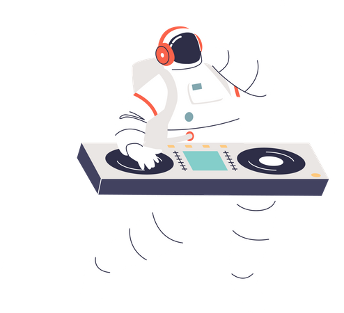 Astronaut DJ dancing  Illustration