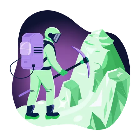 Astronaut doing space mining  Illustration