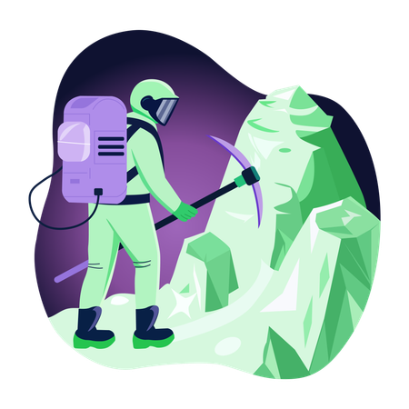 Astronaut doing space mining  Illustration