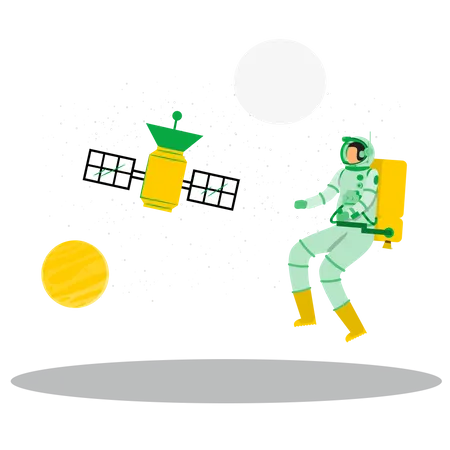 Astronaut doing spacewalk  Illustration
