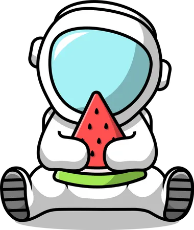 Astronaut Eating Watermelon  イラスト