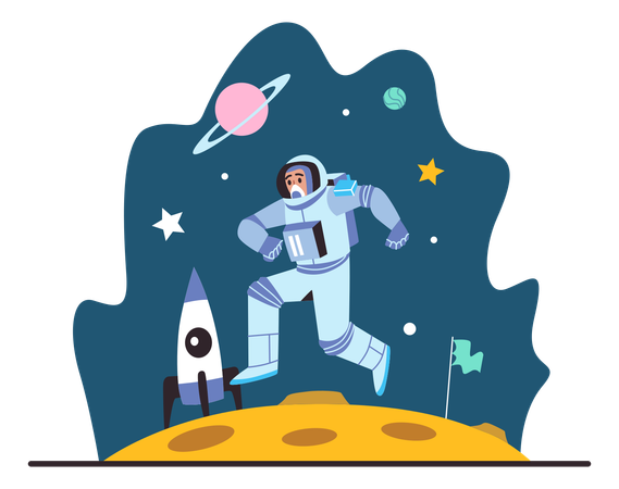 Astronaut erkundet den Weltraum  Illustration