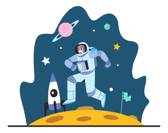 Astronaut erkundet den Weltraum  Illustration