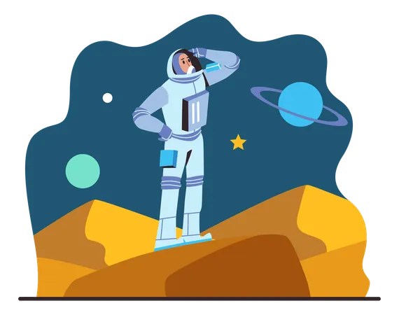 Astronaut erkundet den Weltraum  Illustration