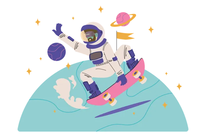 Astronaut experiencing metaverse  Illustration