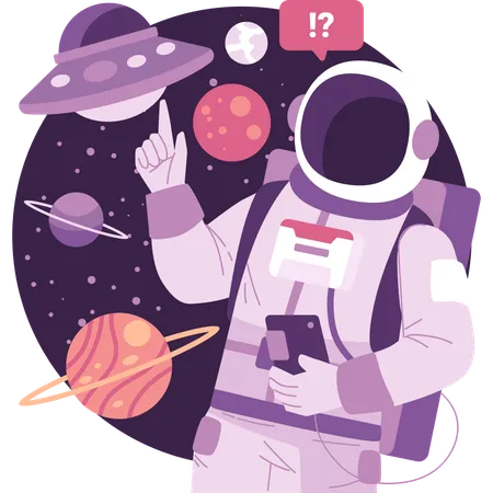 Astronaut exploring planets  Illustration