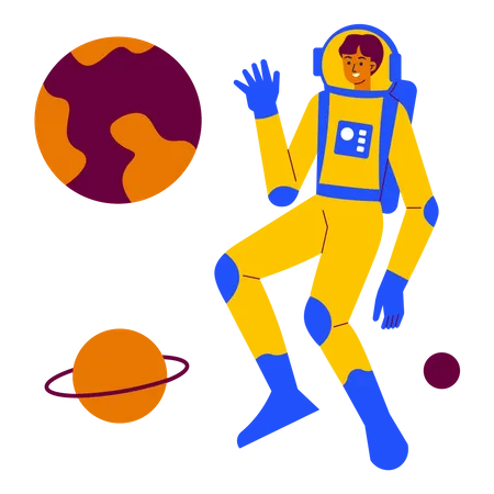 Astronaut exploring space  イラスト