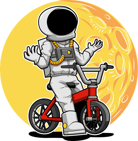 Astronaut auf Fahrrad  Illustration