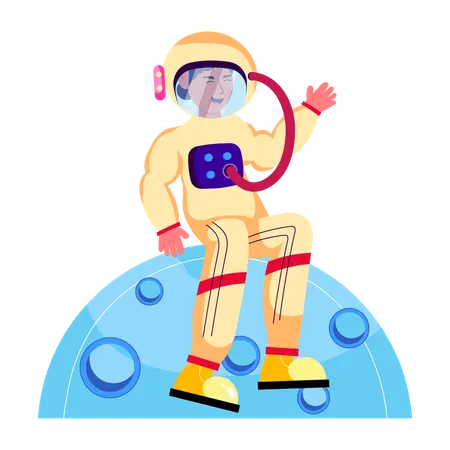 Astronaut fliegt in den Weltraum  Illustration