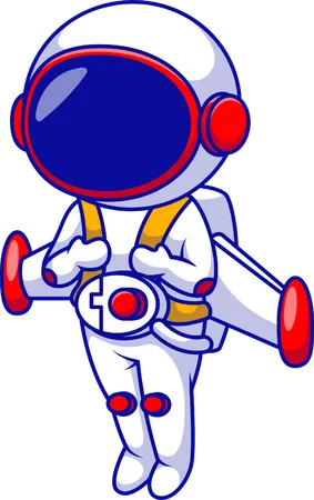 Astronaut fliegt mit Raketenjetpack  Illustration