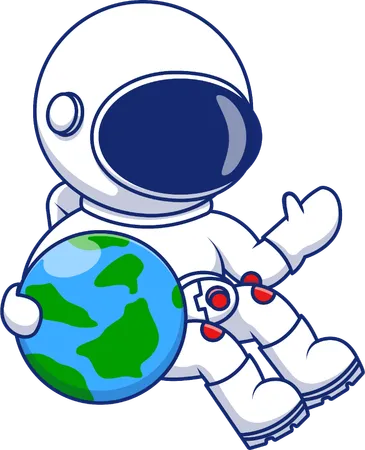 Astronaut Floating Holding Earth  Illustration