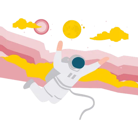 Astronaut Floating In Space  Illustration