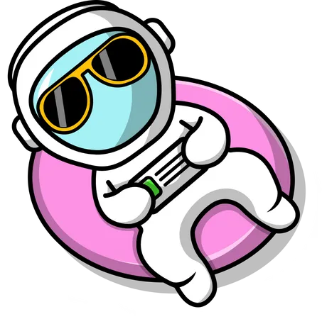 Astronaut Floating On Beach  Illustration