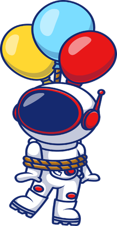 Astronaut Floating With Balloon  Illustration