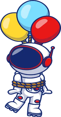 Astronaut Floating With Balloon  Illustration