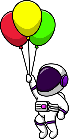 Astronaut Floating With Balloons  Illustration