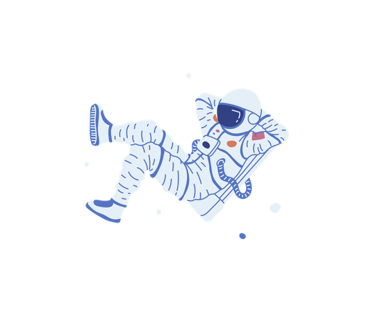 Astronaut floats in zero gravity in space Relaxed pose  Illustration