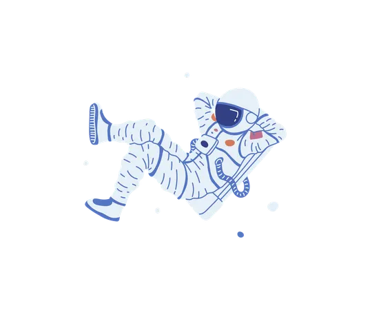 Astronaut floats in zero gravity in space Relaxed pose  Illustration