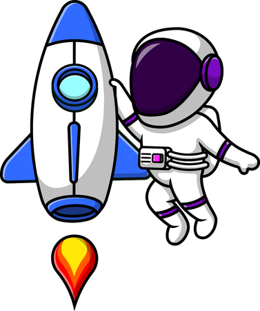 Astronaut Flying With Rocket  Illustration