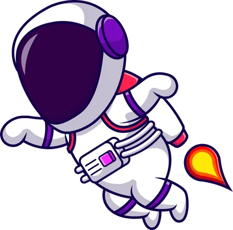 Astronaut Flying With Rocket Jetpack  Illustration