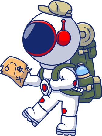 Astronaut going for Hiking while finding location  Illustration