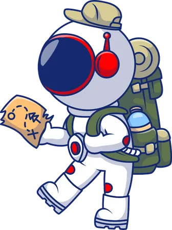 Astronaut going for Hiking while finding location  Illustration