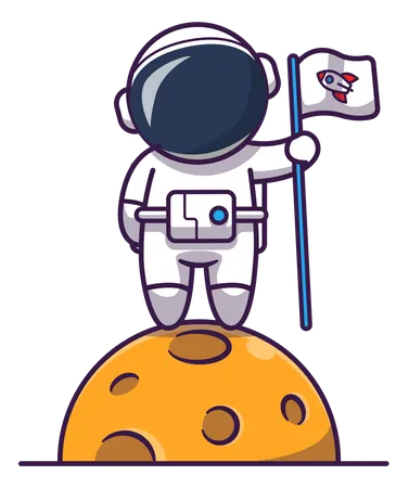 Astronaut mit Flagge  Illustration