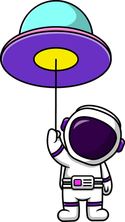 Astronaut hält UFO-Ballon  Illustration