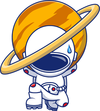 Astronaut hebt Planeten  Illustration