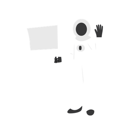 Astronaut hold flag while saying hello  Illustration