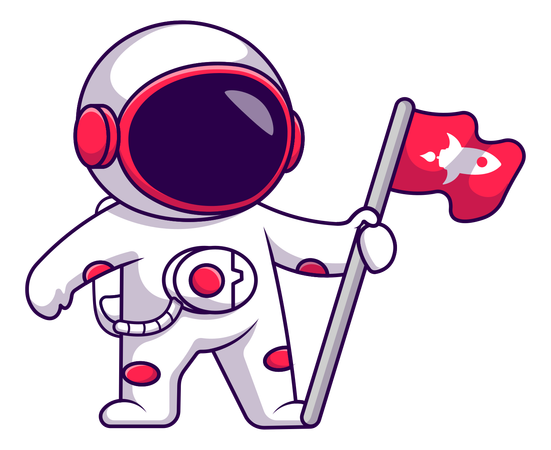 Astronaut Holding A Flag  Illustration