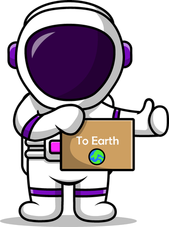 Astronaut Holding Board To Earth  Illustration