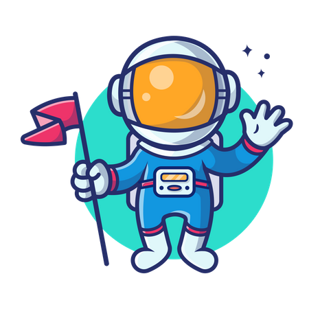 Astronaut holding flag  Illustration