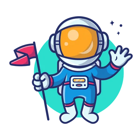 Astronaut holding flag  Illustration